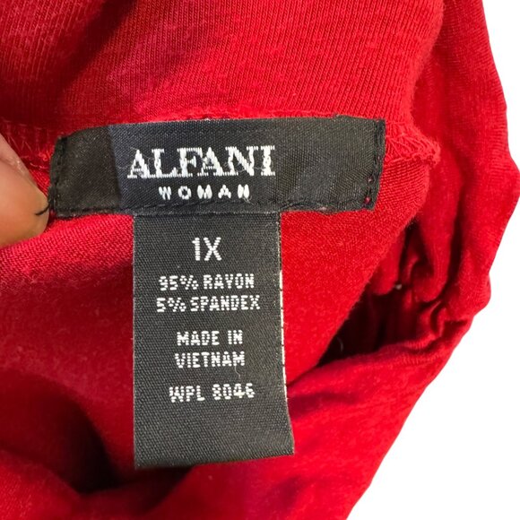 Alfani Womens Size 1X Red Long Sleeve Mockneck Top - Picture 4 of 4